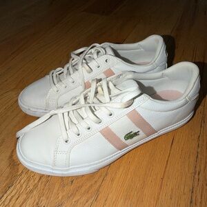Lacoste White and Pink Casual Shoes